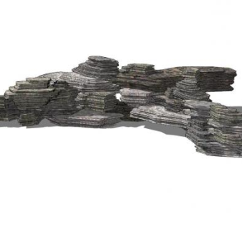 自然风千层景观石SU模型下载_sketchup草图大师SKP模型