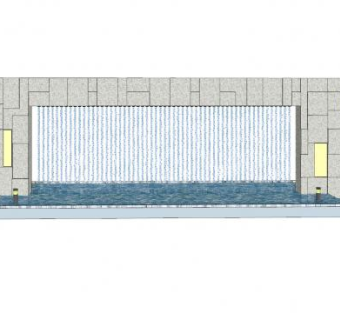 现代水幕水景墙SU模型下载_sketchup草图大师SKP模型
