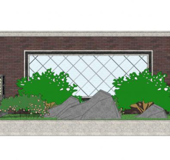 新中式石景景墙SU模型下载_sketchup草图大师SKP模型