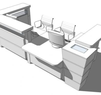 前台接待桌子su模型下载_sketchup草图大师SKP模型