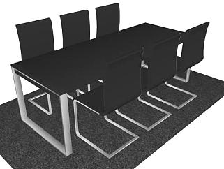 学生餐桌椅su模型下载_sketchup草图大师SKP模型