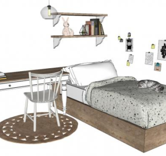 主卧整体家具su模型下载_sketchup草图大师SKP模型