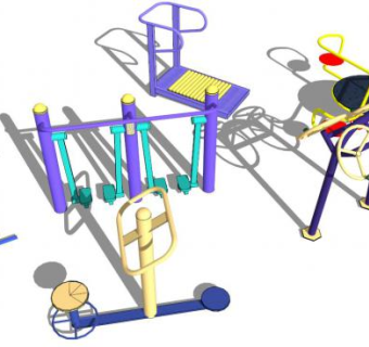 小区健身设施su模型下载_sketchup草图大师SKP模型