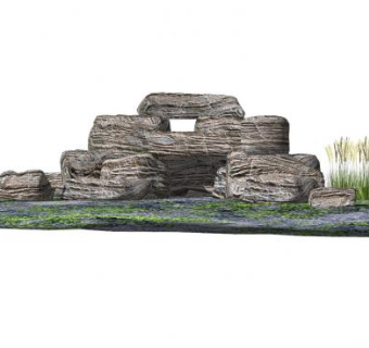 自然风景观石设计SU模型下载_sketchup草图大师SKP模型