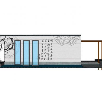 新中式诗意景墙SU模型下载_sketchup草图大师SKP模型
