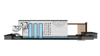 新中式诗意景墙SU模型下载_sketchup草图大师SKP模型