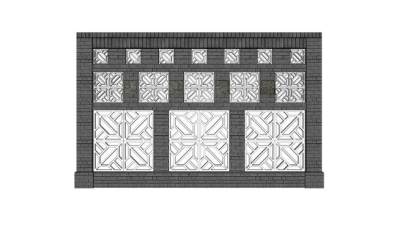 新中式花雕景观墙SU模型下载_sketchup草图大师SKP模型
