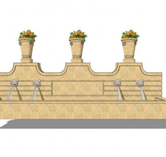 简欧花钵景墙设计SU模型下载_sketchup草图大师SKP模型