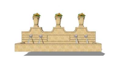 简欧花钵景墙设计SU模型下载_sketchup草图大师SKP模型