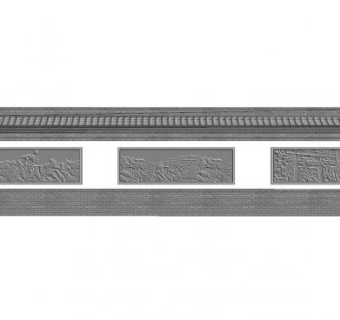 中式壁画屋檐景观墙SU模型下载_sketchup草图大师SKP模型