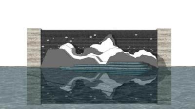 新中式山石水景观景墙SU模型下载_sketchup草图大师SKP模型