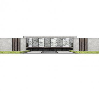 新中式山景壁画景墙SU模型下载_sketchup草图大师SKP模型