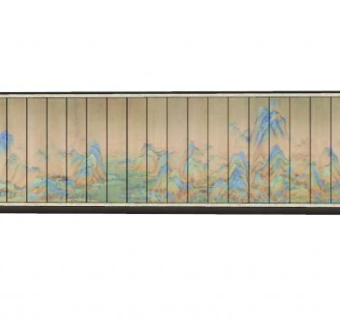 新中式山景壁画景墙设计SU模型下载_sketchup草图大师SKP模型