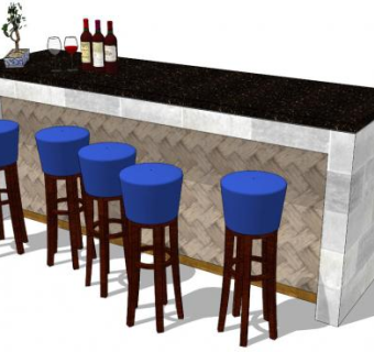 小吧台座椅su模型下载_sketchup草图大师SKP模型