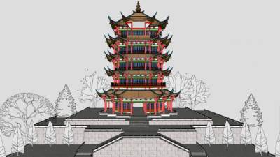 古建筑结构su模型下载_sketchup草图大师SKP模型