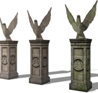 老鹰雕塑su模型下载_sketchup草图大师SKP模型