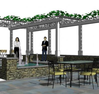 现代廊架花架su模型下载_sketchup草图大师SKP模型