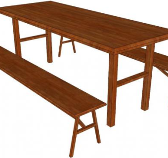 长条桌椅su模型下载_sketchup草图大师SKP模型