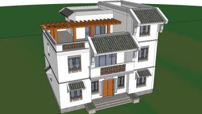 农村独栋住宅su模型下载_sketchup草图大师SKP模型