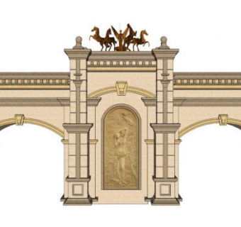 欧式入口大门su模型下载_sketchup草图大师SKP模型