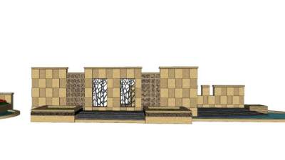 欧式漏窗景观墙SU模型下载_sketchup草图大师SKP模型