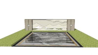 新中式轻奢雕刻景观墙SU模型下载_sketchup草图大师SKP模型