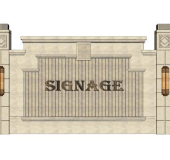 现代欧式景观墙SU模型下载_sketchup草图大师SKP模型