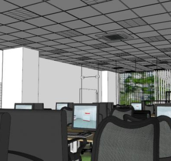 办公室天花吊顶su模型下载_sketchup草图大师SKP模型