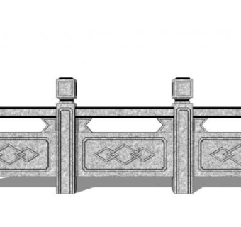 仿古石栏杆su模型下载_sketchup草图大师SKP模型