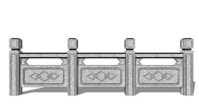 仿古石栏杆su模型下载_sketchup草图大师SKP模型