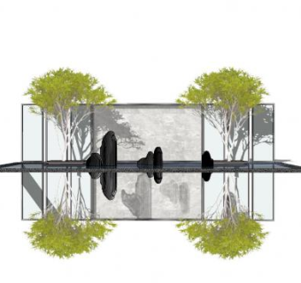 新中式山水景墙SU模型下载_sketchup草图大师SKP模型