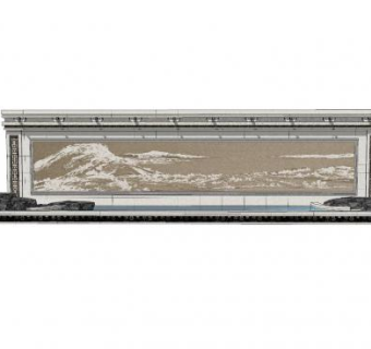 新中式雕刻山景景墙SU模型下载_sketchup草图大师SKP模型