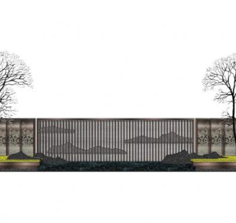 现代创意山景景墙SU模型下载_sketchup草图大师SKP模型