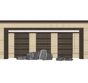 现代古典景墙设计SU模型下载_sketchup草图大师SKP模型