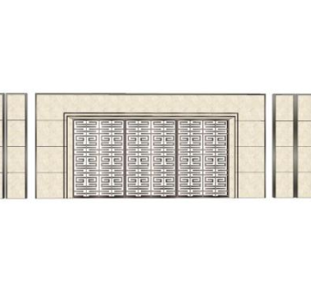 现代新中式景观墙设计SU模型下载_sketchup草图大师SKP模型