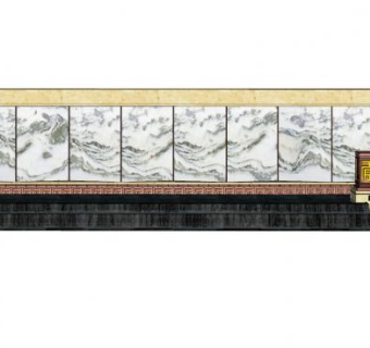 中式山画景观墙SU模型下载_sketchup草图大师SKP模型
