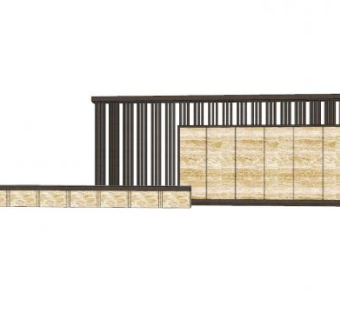 新中式古典栏杆景墙SU模型下载_sketchup草图大师SKP模型