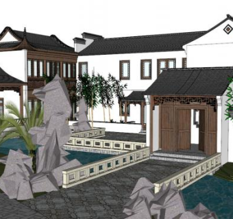 苏式园林别墅su模型下载_sketchup草图大师SKP模型