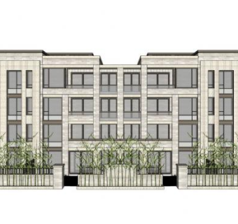 现代多层公寓su模型下载_sketchup草图大师SKP模型