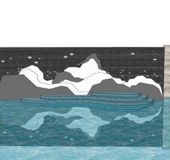现代简约创意山水景墙SU模型下载_sketchup草图大师SKP模型