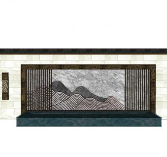大理石轻奢山景景墙SU模型下载_sketchup草图大师SKP模型