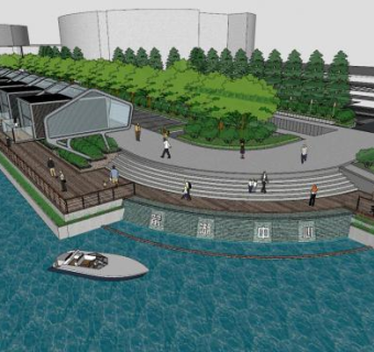 箭湖中心滨水景观SU模型下载_sketchup草图大师SKP模型