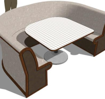 u形沙发卡座su模型下载_sketchup草图大师SKP模型