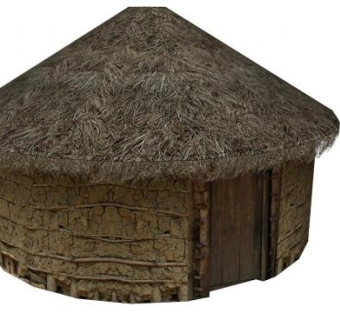 圆形茅草屋su模型下载_sketchup草图大师SKP模型