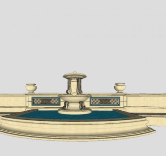 欧式喷泉景墙设计SU模型下载_sketchup草图大师SKP模型