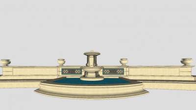 欧式喷泉景墙设计SU模型下载_sketchup草图大师SKP模型