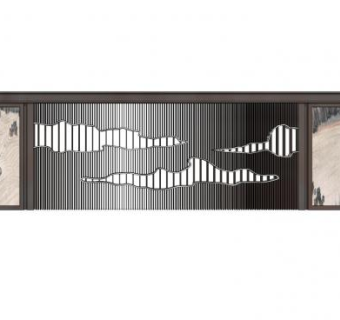 新中式创意景墙景观SU模型下载_sketchup草图大师SKP模型