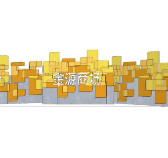 金源商场现代景墙SU模型下载_sketchup草图大师SKP模型