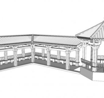 游廊景观设计su模型下载_sketchup草图大师SKP模型