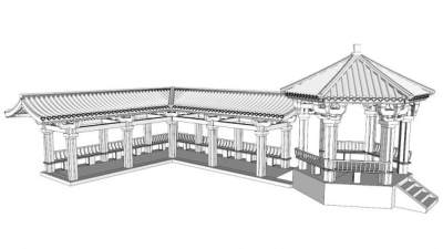 游廊景观设计su模型下载_sketchup草图大师SKP模型